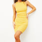 ROBE EN MAILLE WALK THE LINE - JAUNE