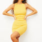 ROBE EN MAILLE WALK THE LINE - JAUNE