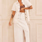 JUPE MIDI EN DENIM FUTURE FACE - BLANC