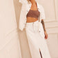 JUPE MIDI EN DENIM FUTURE FACE - BLANC