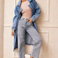 MANTEAU TRENCH EN DENIM DOUBLE TAKE - BLEU