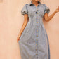 ROBE MIDI EN DENIM AMBER - BLEU